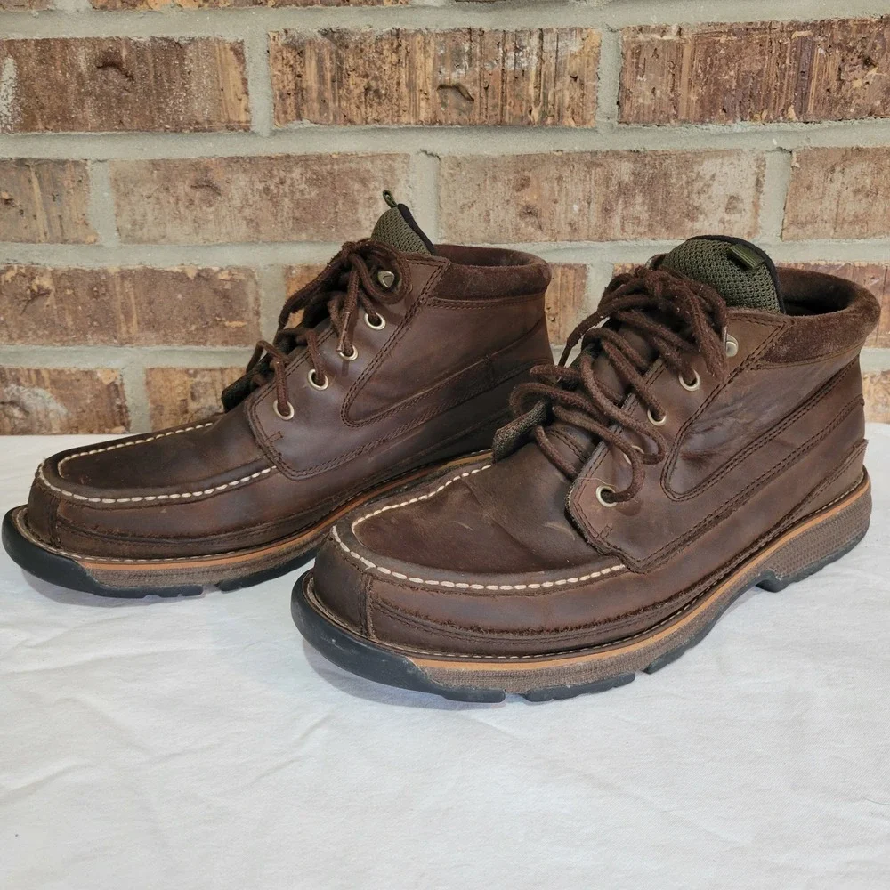 LL Bean Mens 10 Brown Leather Moc Toe Chukka Boots